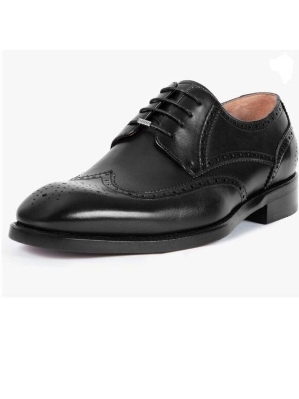 Men's Round ToeShoes Brogue Genuine Leather Lace-Up Oxford Derby Black